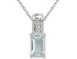 Sterling Silver Aquamarine Pendant Necklace with Chain (2/5 Carat)